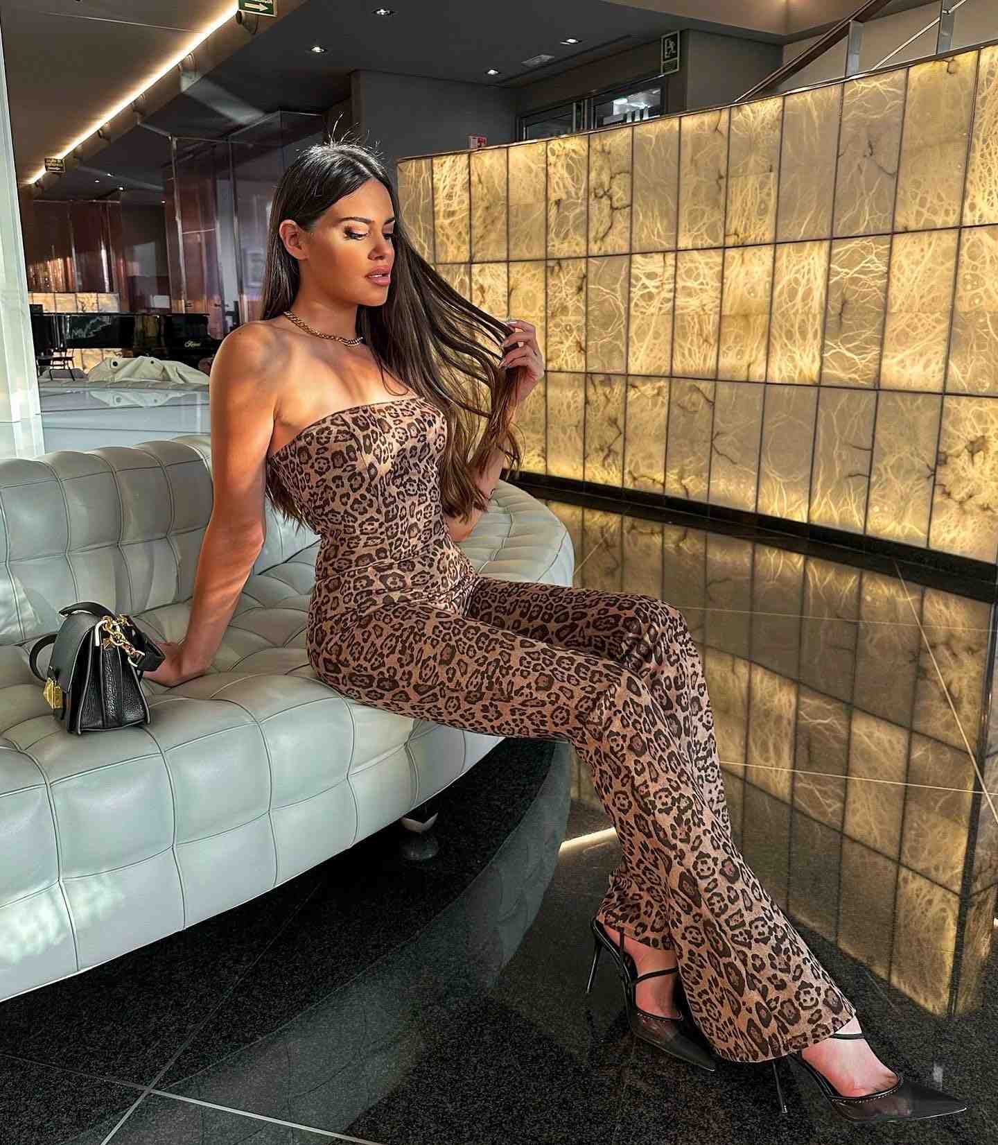 jumpsuit for women with bell bottom and animal print